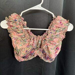 Floral Pink Ruffled Women's Top